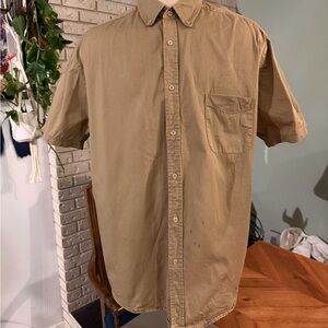 Penmans Short Sleeve Button-Up Shirt | Tan | Men’s XL